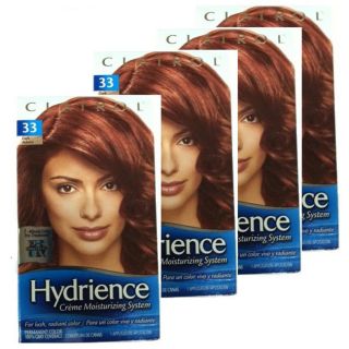 Clairol Hydrience #33 Russet Glow, Dark Auburn Hair Color (Pack of 4