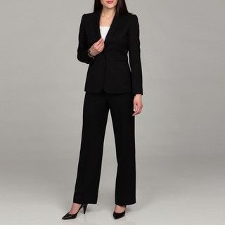Tahari Womens Black Pinstripe Pant Suit