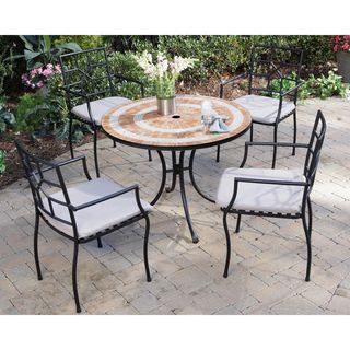 Valencia Terra Cotta Tile Top Table and Cambria Arm Chairs 5 piece