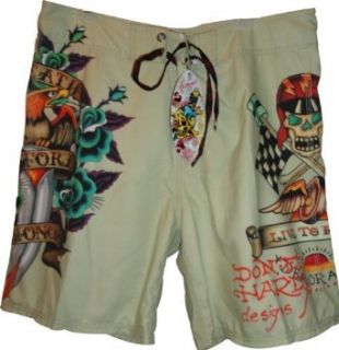 Mens Ed Hardy Swim Trunks Size 38 Surf or Die Clothing