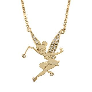 Disney Goldplated Clear Glass Tinkerbell Necklace