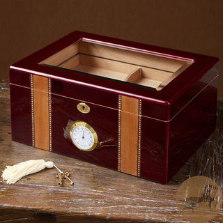 Christopher Knight Home Cherry Wood Glass Top Humidor