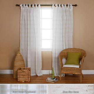 Faux Linen Tie top 84 inch Curtain Panel Pair