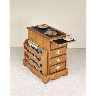 Nostalgic Oak Cabinet Table with Magazine Rack