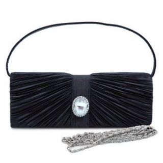 Pleated Flap Over Front Clutch With Crystal Rhinestone