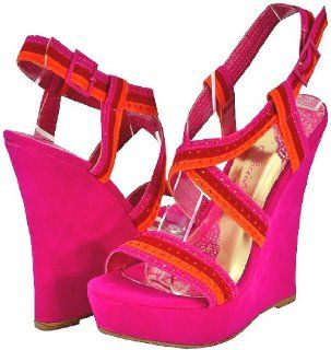 Society 86 Pompay 21 Fuchsia Women Wedge Sandals Shoes