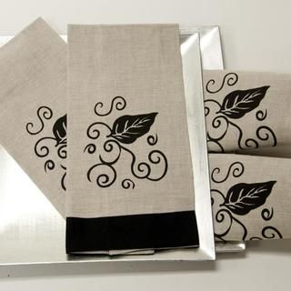 Black Vine Design Guest/ Bar Towels (Set of 4)
