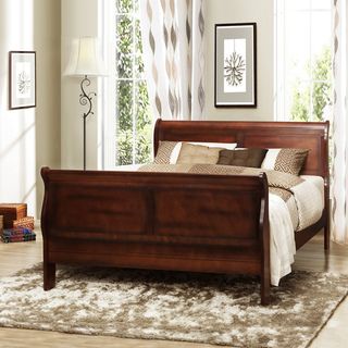 Canterbury Cherry Finish Queen size Sleigh Bed