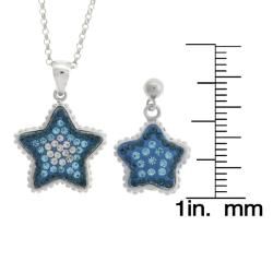 Sterling Silver Blue and White Crystal Star Jewelry Set