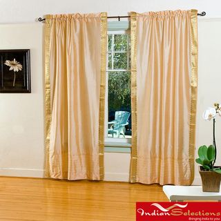 Golden Sheer Sari 84 inch Rod Pocket Curtain Panel Pair (India