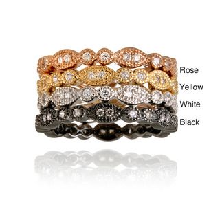Icz Stonez Rhodiumplated Stackable Cubic Zirconia Ring