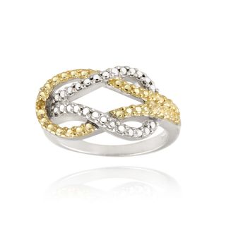 18k Yellow gold Over Silver Yellow Diamond Accent Love Knot Ring