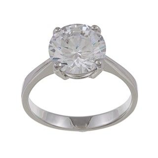 Silvertone Round cut Cubic Zirconia Solitaire Ring