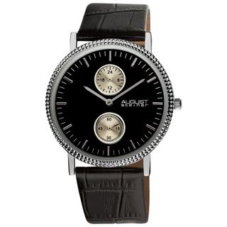 August Steiner Mens GMT Leather Strap Quartz Watch