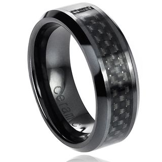Daxx Ceramic Black Carbon Fiber Inlay Band (8 mm)