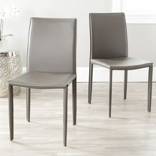 Jazzy Bonded Leather Grey Side Chair (Set of 2)