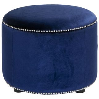 Florentine Royal Blue Velvet Round Ottoman