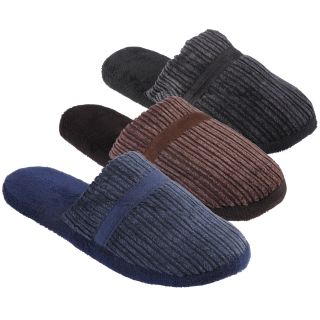 Daxx Mens Fuzzy Banded Corduroy Slippers