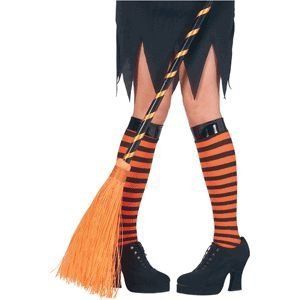 Knee High Striped Halloween Witch Stockings   Pink/Black