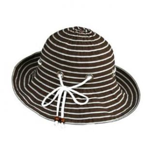 Brown Nautical Bucket Hat With Cord & Grommet Trim