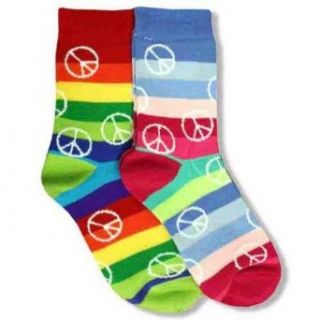 Rainbow Peace Signs & Multi Stripes 2 Pack Socks Clothing
