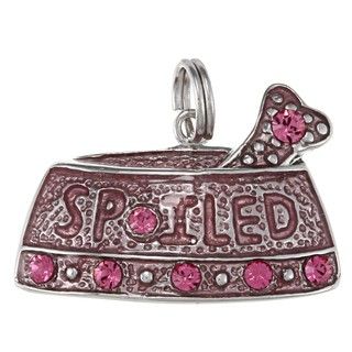 La Preciosa Silver Pink Enamel and Crystal Spoiled Dog Dish Charm