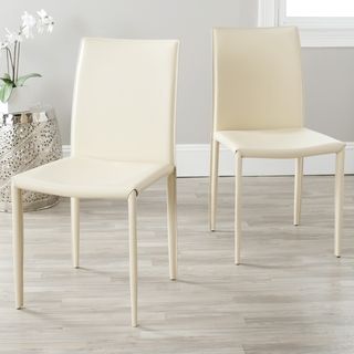 Jazzy Bonded Leather Cream Side Chair (Set of 2)