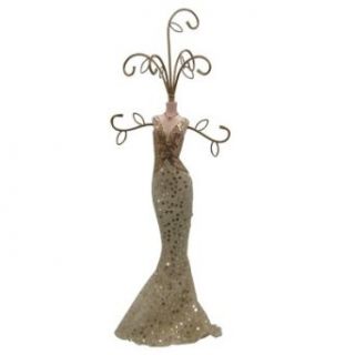 Gold Jewelry Stand Doll Dress Form Sequin Circles 17H