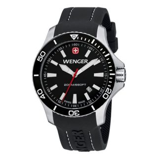 Sea Force Black Dial White Accent Rubber Band Diver Watch   0641.103