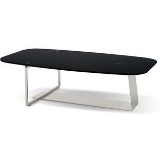 Black Glass 48 inch Stainless Steel Coffee Table
