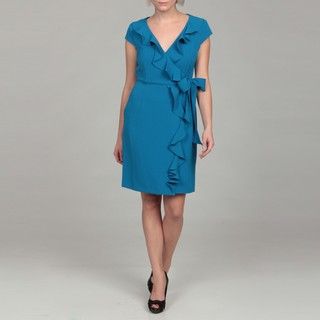 Sandra Darren Womens Blueberry Ruffle Tie Dress