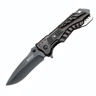 Tech USA Linerlock Knife with Black Aluminum Handle and Grey Trim
