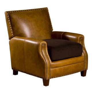Barcelona Brown Leather and Wool Press Back Club Chair