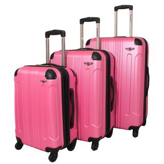 Rockland London Light Weight Expandable Pink 3 piece Hardside Spinner