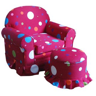 Kids Club Hot Pink Chair and Ottoman Set