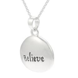 Tressa Sterling Silver Engraved Believe Charm Necklace