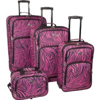 U.S. Traveler Fashion Zebra 4 Piece Spinner Set (Pink