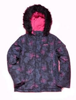 Pink Floral/Charcoal Coat   Girls 10 Clothing