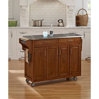 Create a Cart Cottage Oak Finish Stainless Top