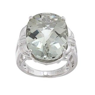 Oro Leoni Sterling Silver Green Amethyst Ring (Size 7)