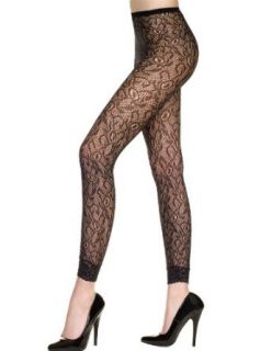 Black Lace Footless Tights / Leggings Clothing