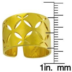 14k Yellow Gold over Stainless Steel Wide Cigar Band Ring