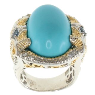 Michael Valitutti Two tone Reconstituted Turquoise and Blue Sapphire