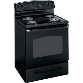 GE QuickClean 30 inch Black Freestanding Electric Range with Coil