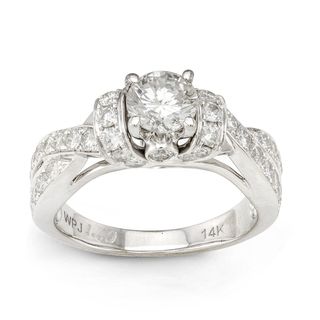 14k White Gold 1 5/8ct TDW Round cut Diamond Engagement Ring (H I, I1