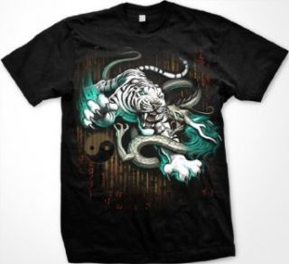 Death Match Mens T shirt, Tiger and Dragon Yin Yang Liquid