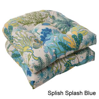 Pillow Perfect Splish Splash Outdoor Wicker Seat Cushions (Set of 2