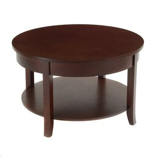 Bianco Collection Espresso 30 inch Round Lower Shelf Coffee Table