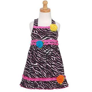 Sophias Style Girls Ruffled Zebra Print Dress