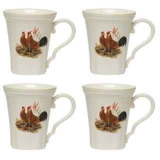 Red Vanilla Classic Rooster 12 oz Mugs (Set of 4)